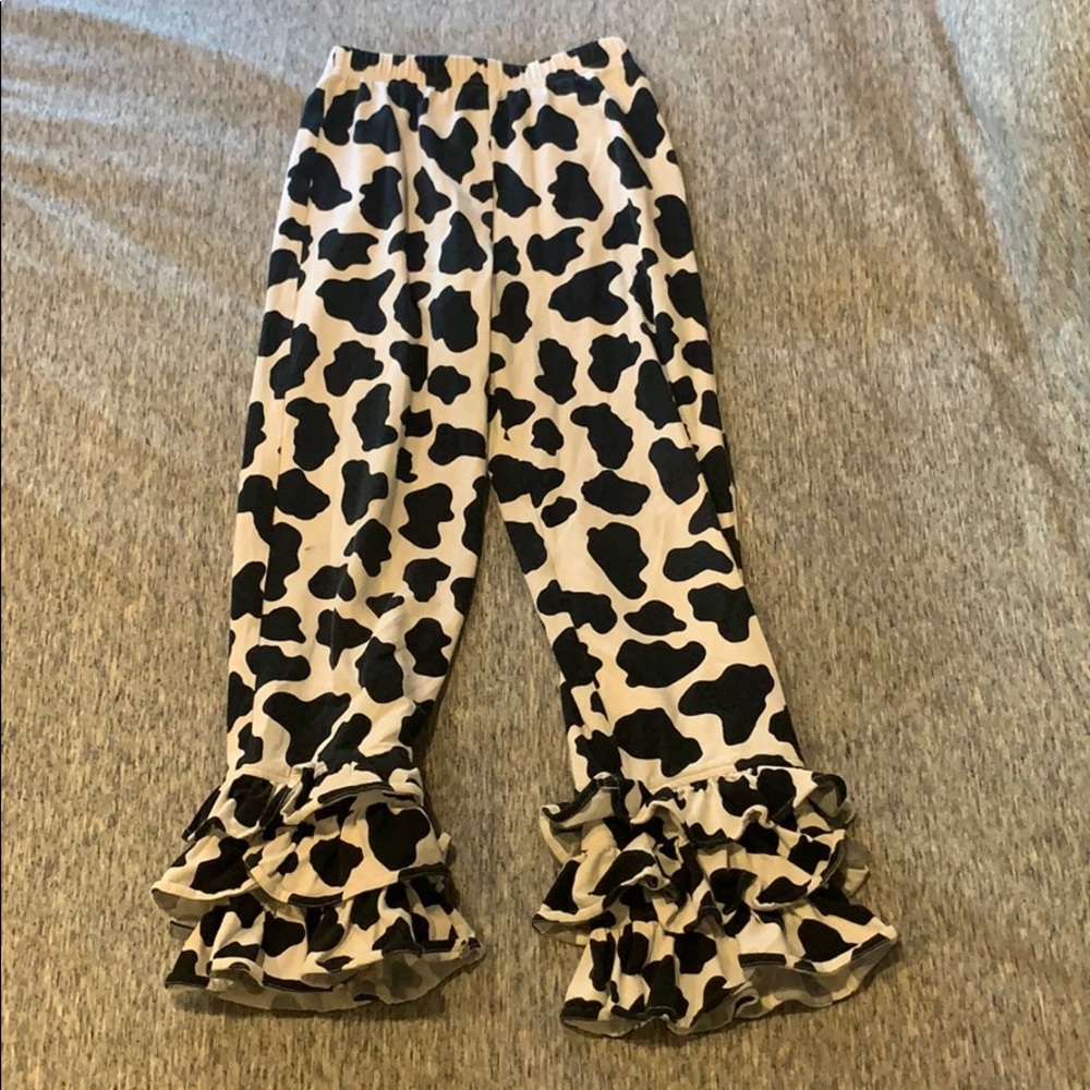Girl’s Cow Print Bell Bottom Pants
